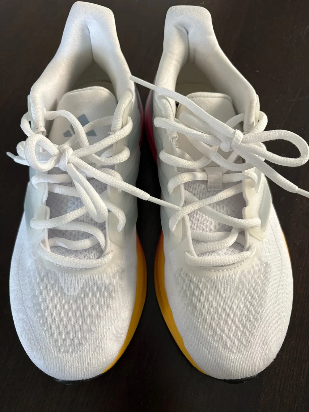 NEW Adidas Women’s Size 5 Running Sneakers White with Rainbow Bottoms Never Worn